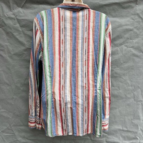 LRL Ralph Lauren Jeans Co. Size XL Cotton Striped Aztec Western Pearl Snap - Picture 2 of 7